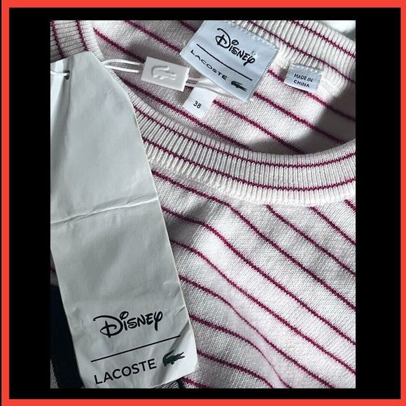LACOSTE X DISNEY Collaboration Collector Minnie Striped Women Crewneck Sweater M - Picture 11 of 15